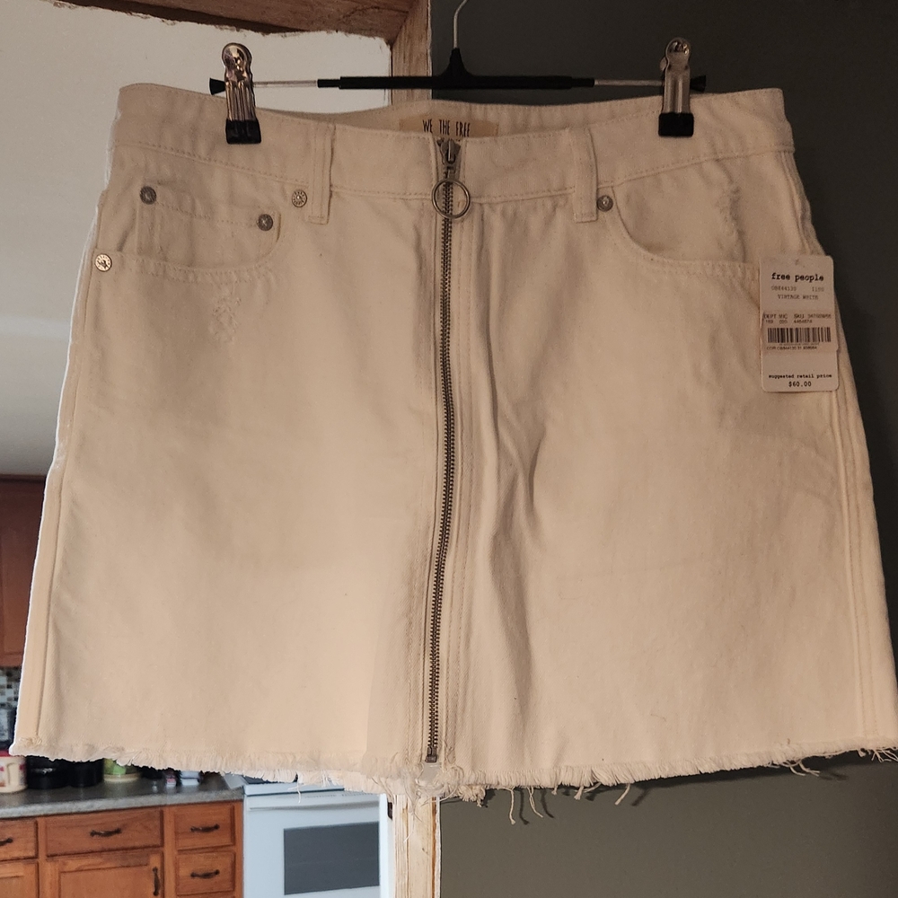 Free People White Mini Skirt